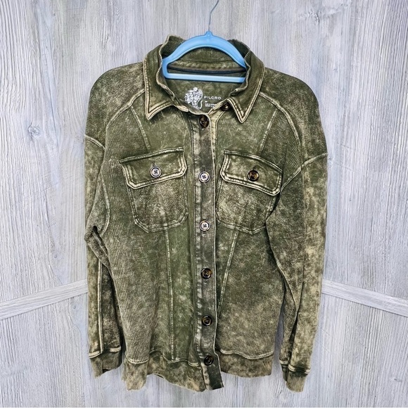 Anthropology Pilcro Distressed Shacket - Picture 2 of 8